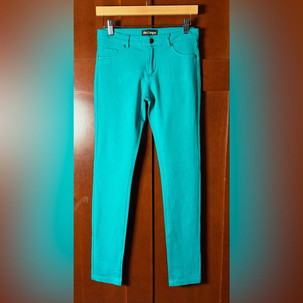 Like an Angel Turquoise Skinny Stretch Knit Jeans Size Large